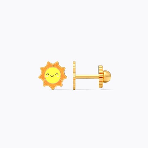 Sun 9KT Gold Stud Earrings for Kids