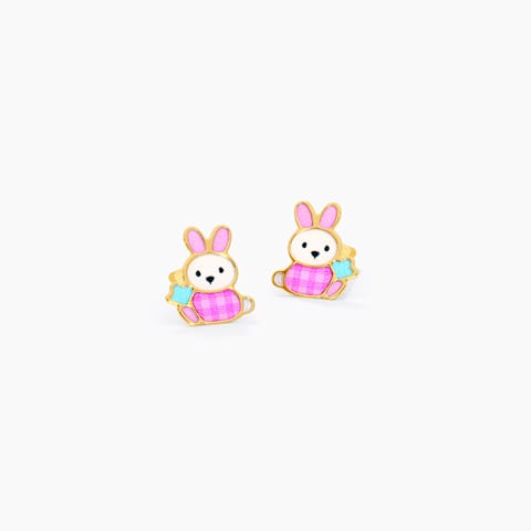 Cute Bunny  9KT Gold Stud Earrings for Kids