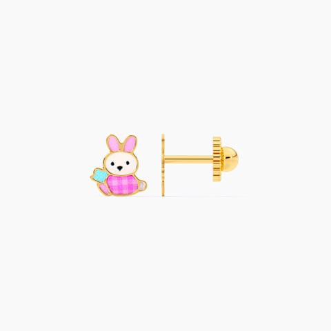 Cute Bunny  9KT Gold Stud Earrings for Kids