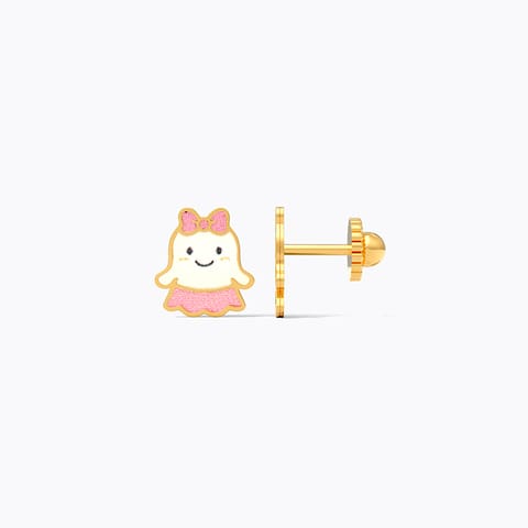 Cute Ghost 9KT Gold Stud Earrings for Kids
