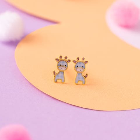 Cute Giraffee 9KT Gold Stud Earrings for Kids