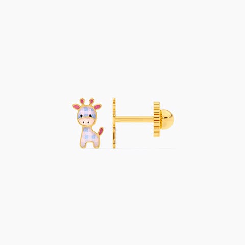 Cute Giraffee 9KT Gold Stud Earrings for Kids