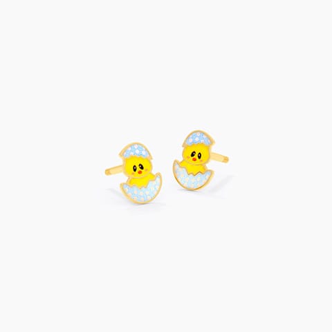 Duckling Cracking 9KT Gold Stud Earrings for Kids