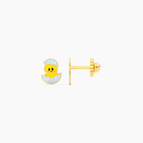 Duckling Cracking 9KT Gold Stud Earrings for Kids
