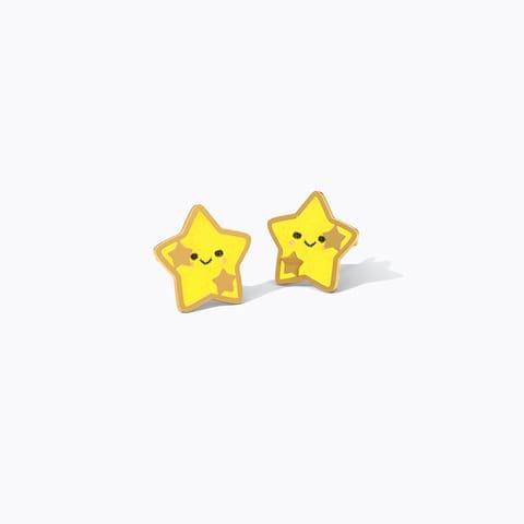 Gleaming Star 9KT Gold Stud Earrings for Kids