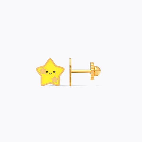 Gleaming Star 9KT Gold Stud Earrings for Kids