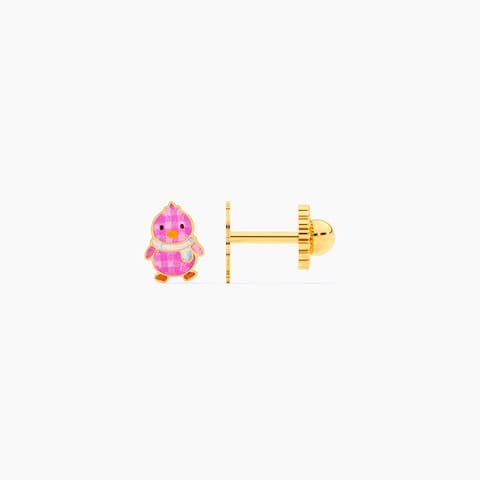 Baby Penguin 9KT Gold Stud Earrings for Kids