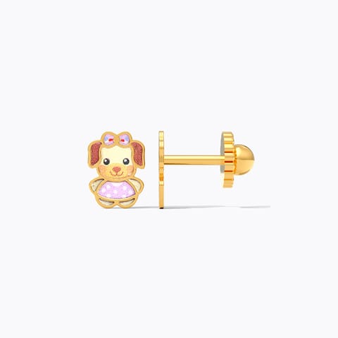 Fluffy Puppy 9KT Gold Stud Earrings for Kids Fluffy Puppy 9KT Gold Stud Earrings for Kids