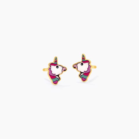 Unicorn 9KT Gold Stud Earrings for Kids
