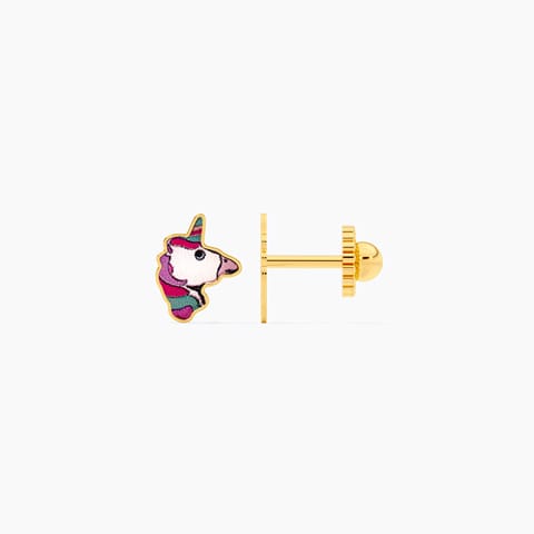 Unicorn 9KT Gold Stud Earrings for Kids