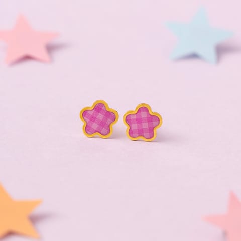 Pink Petals 9KT Gold Stud Earrings for Kids