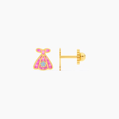 Floral Dress 9KT Gold Stud Earrings for Kids Floral Dress 9KT Gold Stud Earrings for Kids