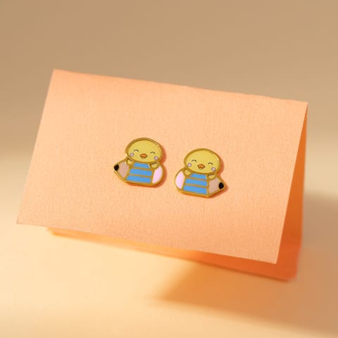 Doodling Chick 9KT Gold Stud Earrings for Kids Doodling Chick 9KT Gold Stud Earrings for Kids