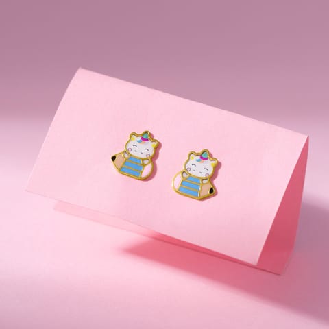 Cute Unicorn 9KT Gold Stud Earrings for Kids