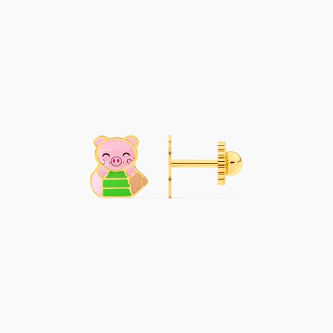 Doodling Pig 9KT Gold Stud Earrings for Kids Doodling Pig 9KT Gold Stud Earrings for Kids