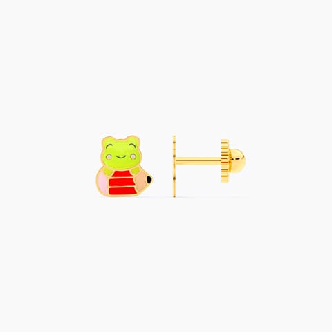 Doodling Frog 9KT Gold Stud Earrings for Kids Doodling Frog 9KT Gold Stud Earrings for Kids