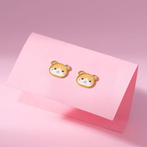 Hamster 9KT Gold Stud Earrings for Kids