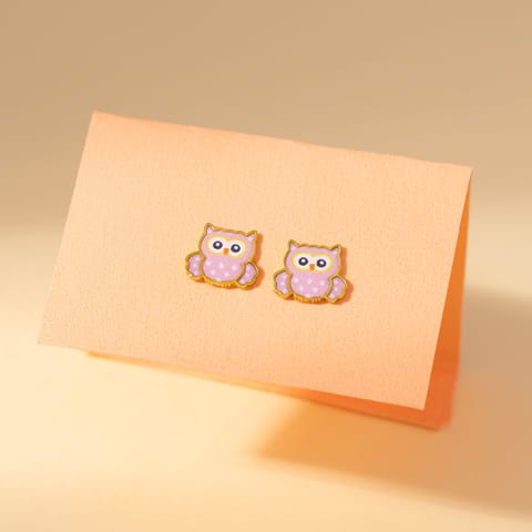 Baby Owl 9KT Gold Stud Earrings for Kids