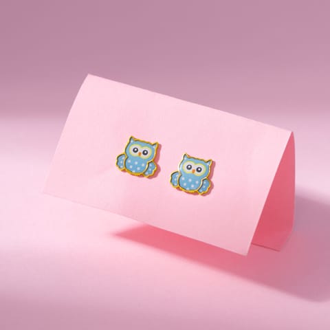 Cute Owl 9KT Gold Stud Earrings for Kids