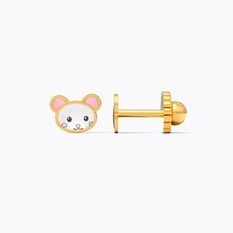 Mouse 9KT Gold Stud Earrings for Kids Mouse 9KT Gold Stud Earrings for Kids