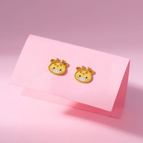 Giraffee Face 9KT Gold Stud Earrings for Kids