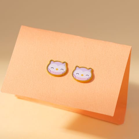 Little Owl 9KT Gold Stud Earrings for Kids