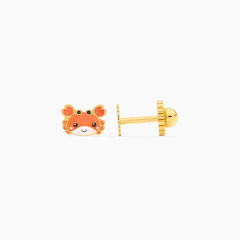 Cute Crab 9KT Gold Stud Earrings for Kids
