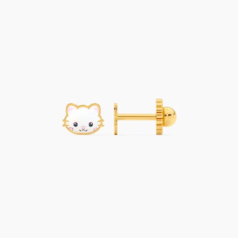 White Kitty 9KT Gold Stud Earrings for Kids White Kitty 9KT Gold Stud Earrings for Kids