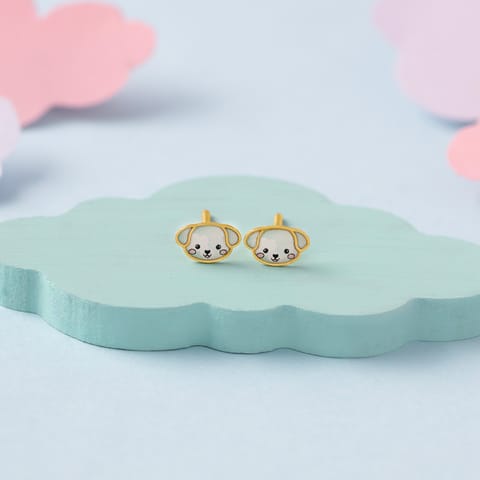 Cute Puppy 9KT Gold Stud Earrings for Kids Cute Puppy 9KT Gold Stud Earrings for Kids