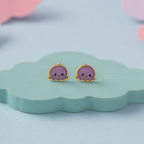 Octopus 9KT Gold Stud Earrings for Kids