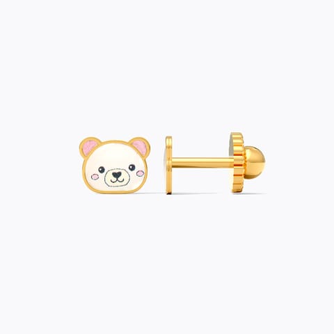 Bear Cub 9KT Gold Stud Earrings for Kids