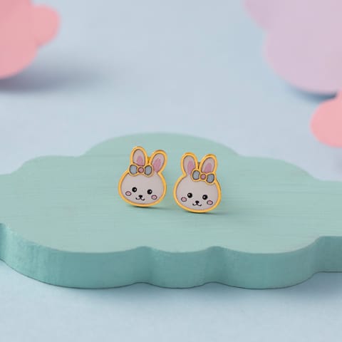 Cute Bunny 9KT Gold Stud Earrings for Kids