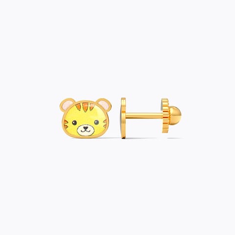 Tiger 9KT Gold Stud Earrings for Kids