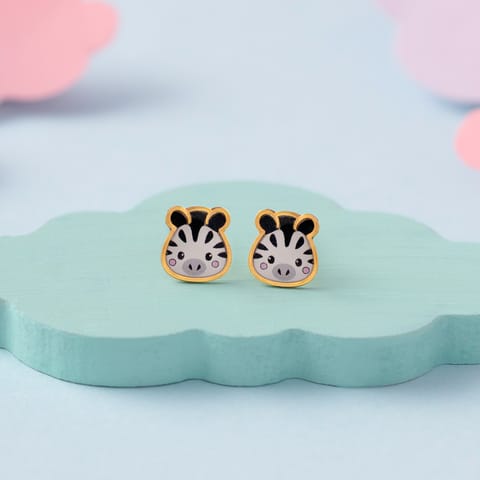 Zebra 9KT Gold Stud Earrings for Kids