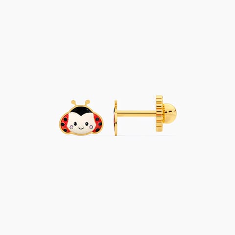 Cute Ladybug 9KT Gold Stud Earrings for Kids
