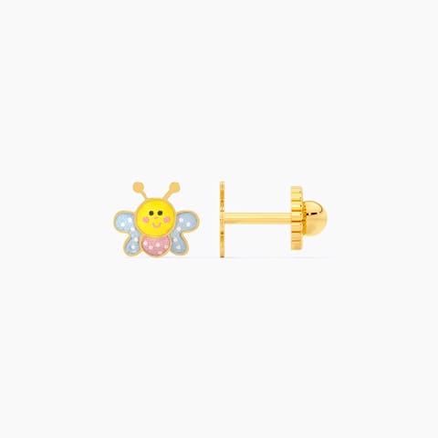 Cute Butterfly 9KT Gold Stud Earrings for Kids