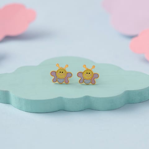 Colourful Butterfly 9KT Gold Stud Earrings for Kids Colourful Butterfly 9KT Gold Stud Earrings for Kids