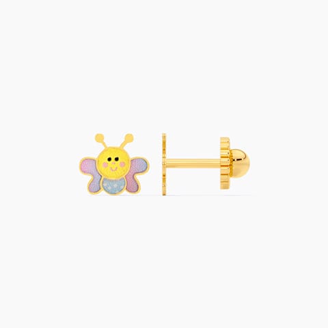 Colourful Butterfly 9KT Gold Stud Earrings for Kids Colourful Butterfly 9KT Gold Stud Earrings for Kids