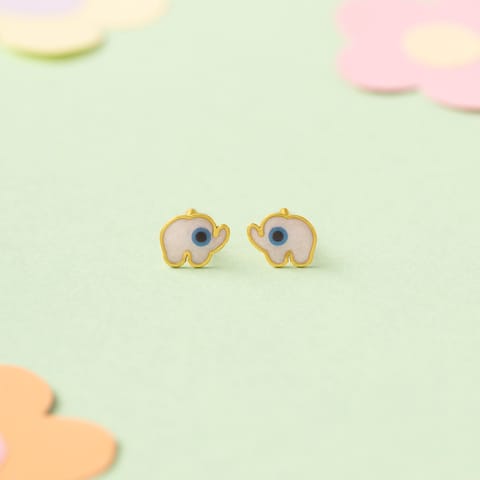 Elephant Evil Eye 9KT Gold Stud Earrings for Kids Elephant Evil Eye 9KT Gold Stud Earrings for Kids