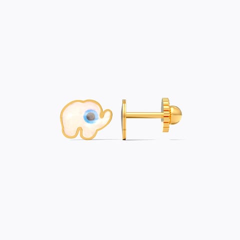 Elephant Evil Eye 9KT Gold Stud Earrings for Kids Elephant Evil Eye 9KT Gold Stud Earrings for Kids