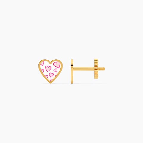 Printed Heart 9KT Gold Stud Earrings for Kids Printed Heart 9KT Gold Stud Earrings for Kids
