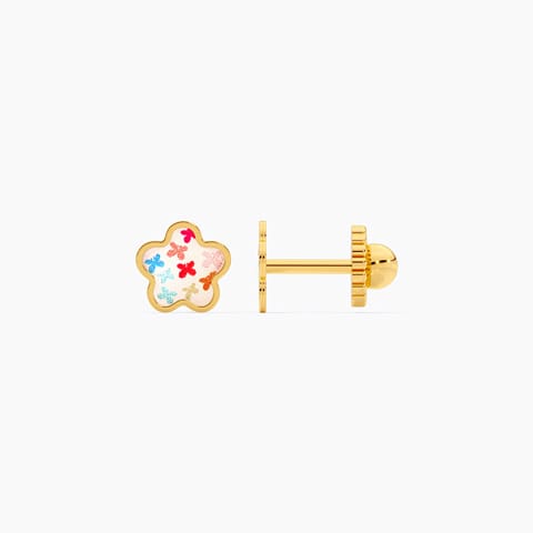 Printed Bloom 9KT Gold Stud Earrings for Kids Printed Bloom 9KT Gold Stud Earrings for Kids
