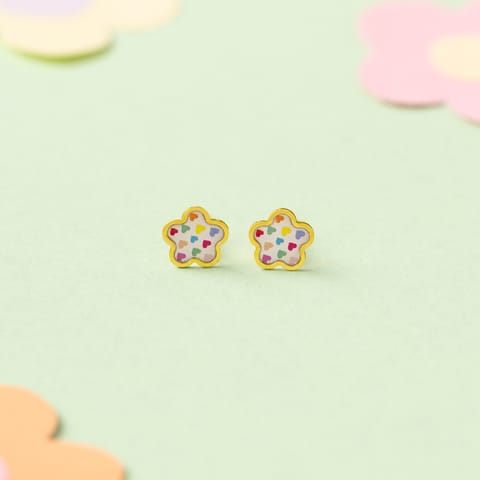 Floral Emboss 9KT Gold Stud Earrings for Kids