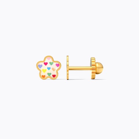 Floral Emboss 9KT Gold Stud Earrings for Kids