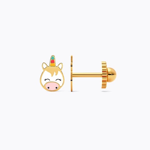 Goofy Unicorn 9KT Gold Stud Earrings for Kids Goofy Unicorn 9KT Gold Stud Earrings for Kids
