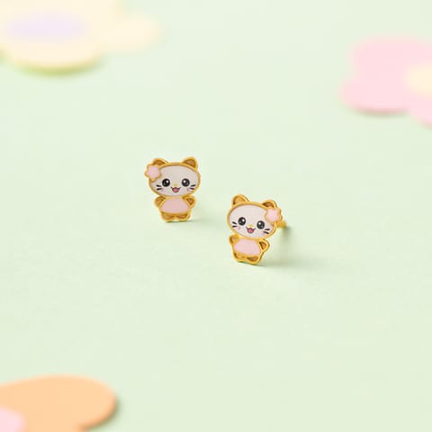 Cute Kitten 9KT Gold Stud Earrings for Kids Cute Kitten 9KT Gold Stud Earrings for Kids