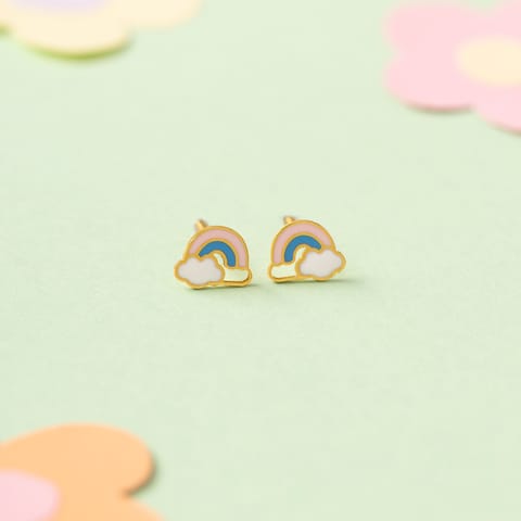 Rainbow Hues 9KT Gold Stud Earrings for Kids Rainbow Hues 9KT Gold Stud Earrings for Kids