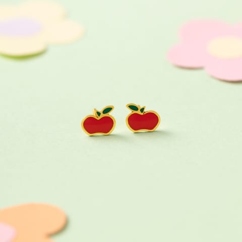 Apple 9KT Gold Stud Earrings for Kids