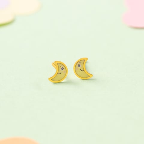 Moon 9KT Gold Stud Earrings for Kids