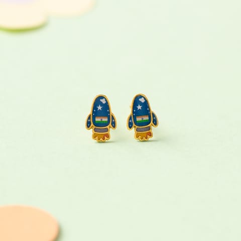 Rocket 9KT Gold Stud Earrings for Kids
